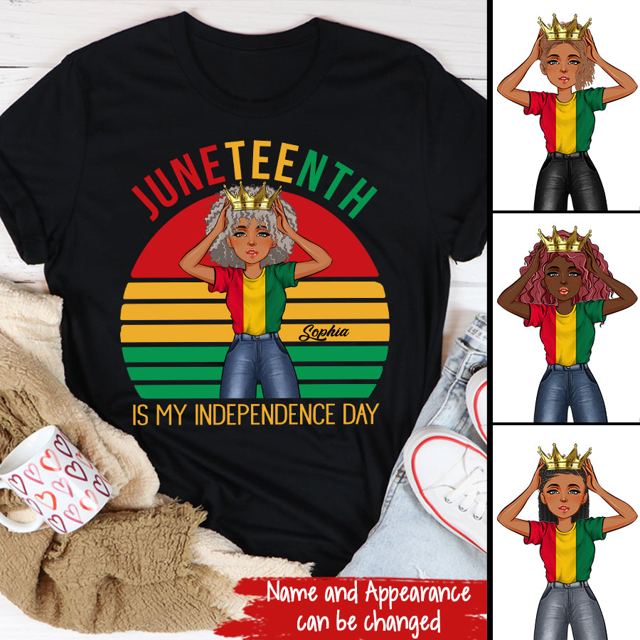 Juneteenth Shirt, Custom Juneteenth Shirt, Juneteenth Is My Independence Day Black Girl 4th Of July T-shirt