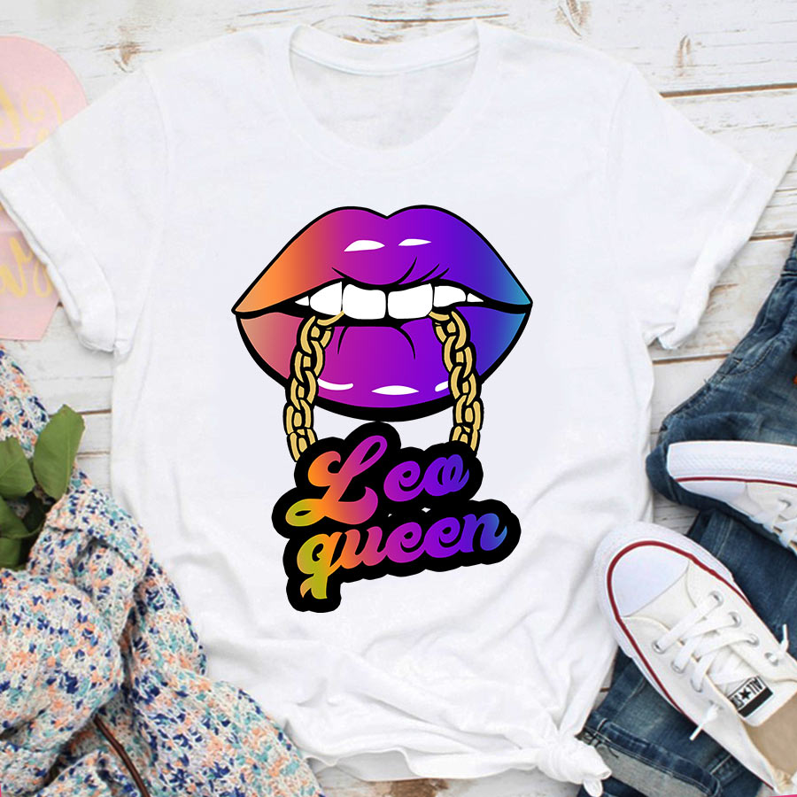 Leo Girl, Leo Birthday Shirts For Woman, Leo Birthday Month, Leo Cotton T-Shirt For Her