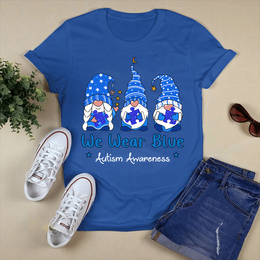 Gnomes In April We Wear Blue Autism Awareness T-Shirt Autism Awareness Shirt