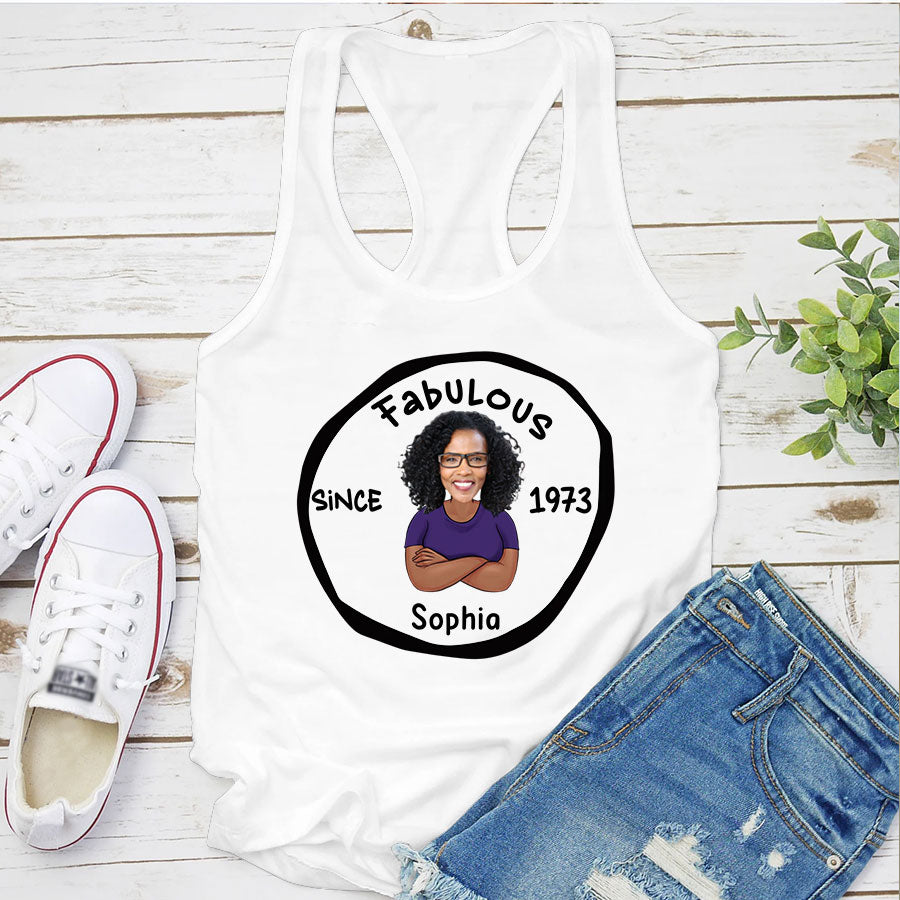 50th birthday shirts for her, Personalised 50th birthday gifts, 1973 t shirt, 50 and fabulous shirt, 50th birthday shirt ideas, gift ideas 50th birthday woman