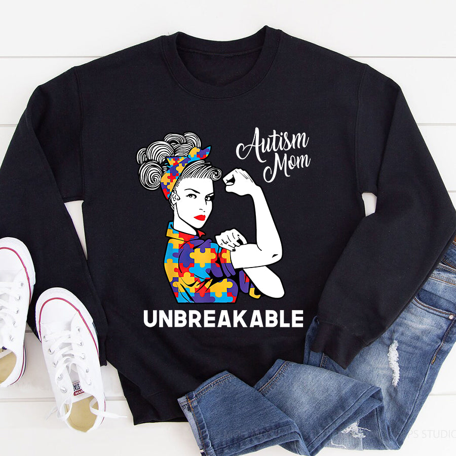 Autism Mom Shirt Autism Awareness Autism Mom Life Messy Hair Bun Mother&#39;s Day T-Shirt Mothers Day Shirts for Women