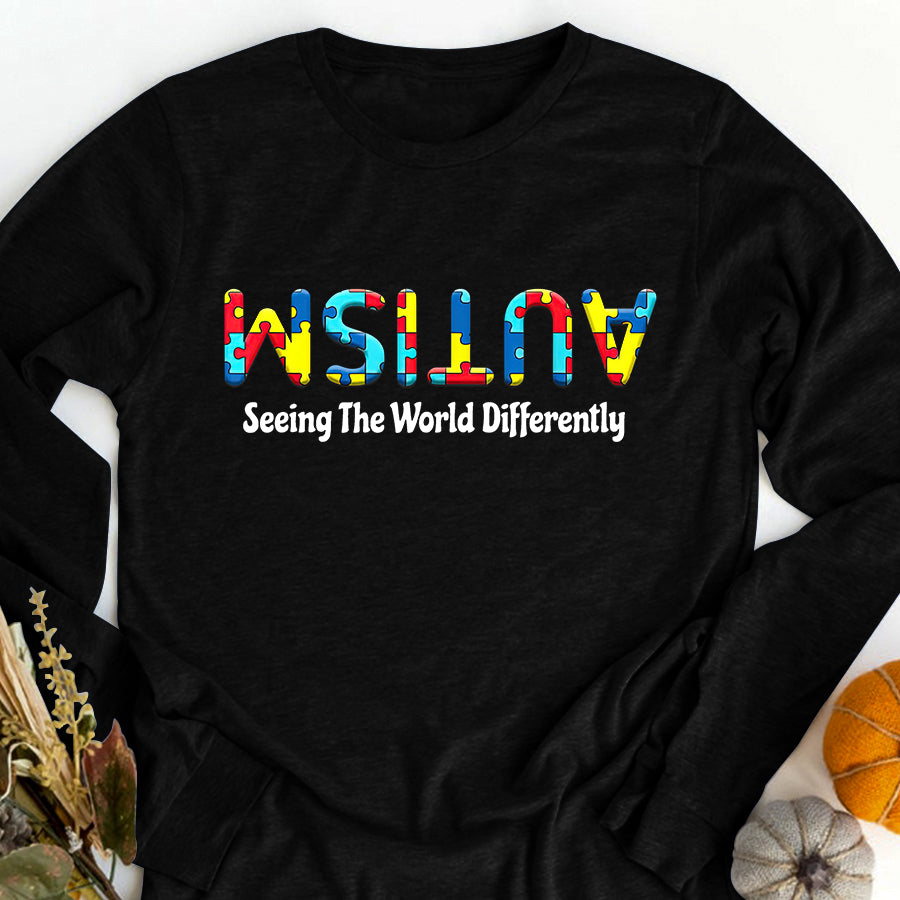 Autism Seeing The World Differently Upside Autism Awareness T-Shirt Autism Awareness Shirt