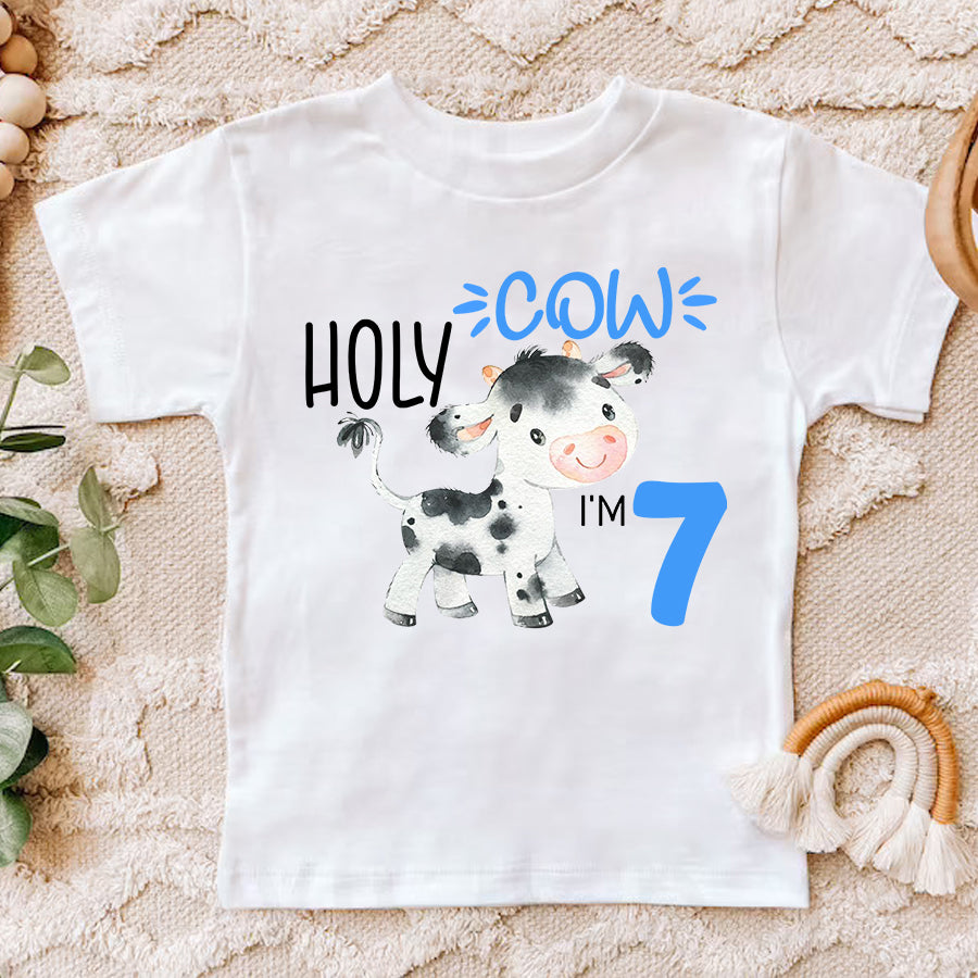 7th Birthday Shirt,  Cow Birthday Shirt, Seven Birthday Shirt, 7th Birthday T Shirt, Baby Shirt