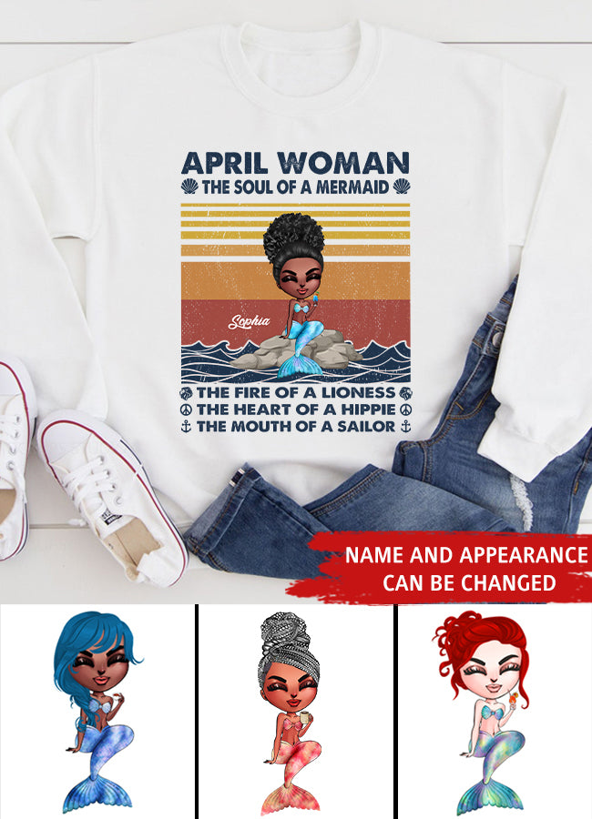 April Birthday Shirt, Custom Birthday Shirt, Queens Born In April, April Birthday Gifts, April Birthday Gifts, Cute Mermaid Shirt, Mermaid Gift, Mermaid Lover Cotton Shirt For Women