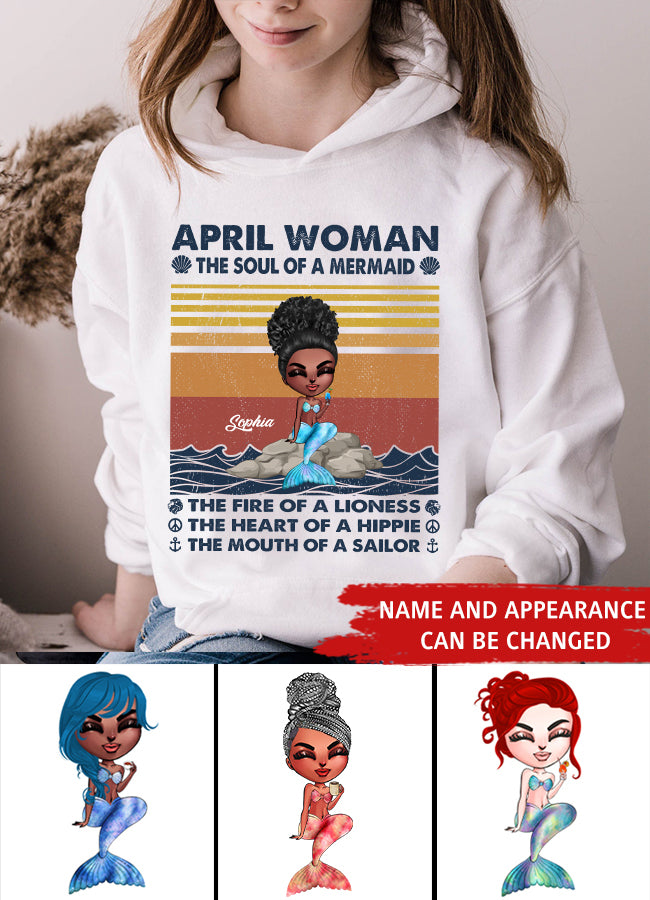 April Birthday Shirt, Custom Birthday Shirt, Queens Born In April, April Birthday Gifts, April Birthday Gifts, Cute Mermaid Shirt, Mermaid Gift, Mermaid Lover Cotton Shirt For Women