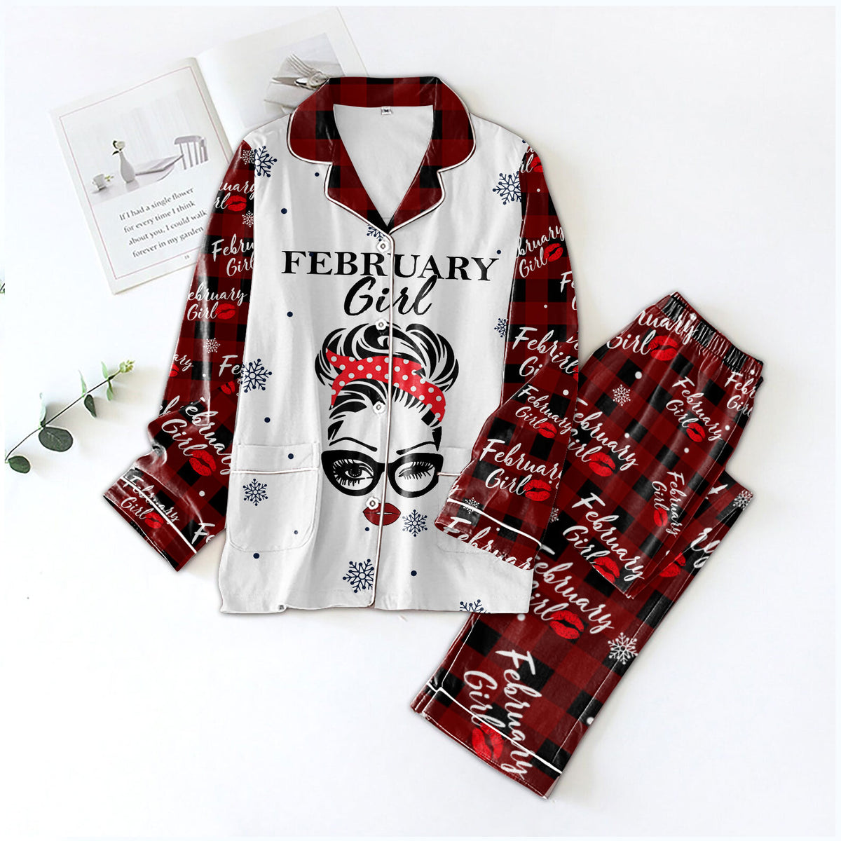 Women&#39;s Pajamas Set For February Woman, A Queen Was Born In February, Birthday Pajamas, Birthday gifts for February Woman