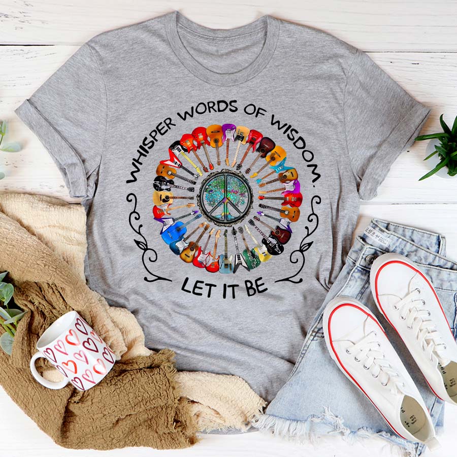 Whisper words of wisdom let it be Hippie tshirt, Hippie soul shirt, hippie gift, Guitar lover unisex cotton tshirt