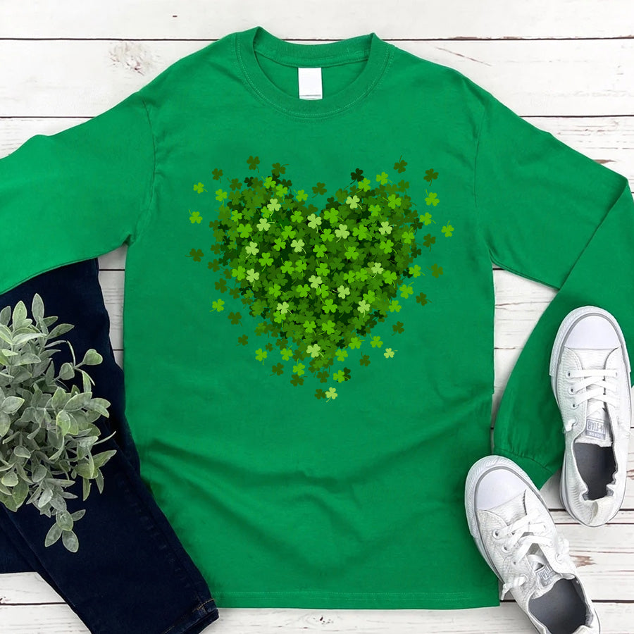 Saint Patrick&#39;s Day Heart Shirt, St Patrick Day Shirt, Shamrock Shirt, Heart Shamrock Shirt, Lucky Shirt, Irish Shirt, St. Paddy&#39;s Day Shirt
