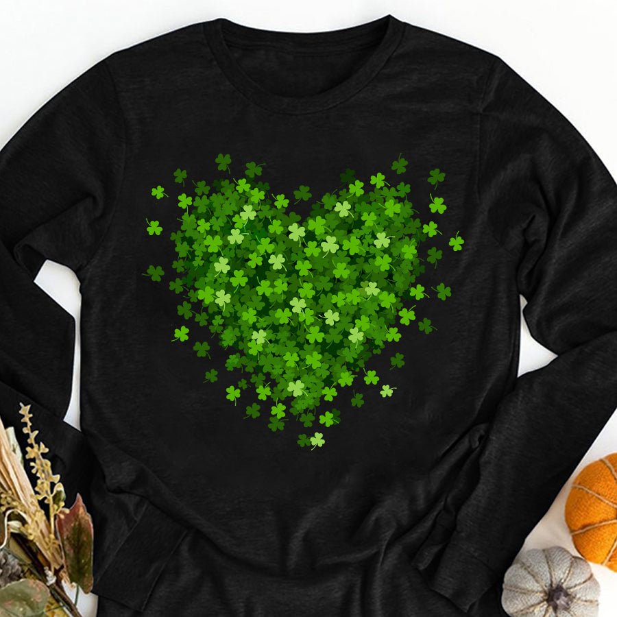 Saint Patrick&#39;s Day Heart Shirt, St Patrick Day Shirt, Shamrock Shirt, Heart Shamrock Shirt, Lucky Shirt, Irish Shirt, St. Paddy&#39;s Day Shirt