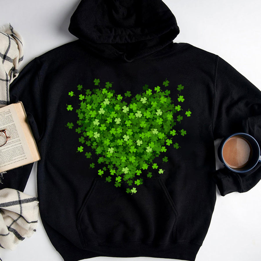 Saint Patrick&#39;s Day Heart Shirt, St Patrick Day Shirt, Shamrock Shirt, Heart Shamrock Shirt, Lucky Shirt, Irish Shirt, St. Paddy&#39;s Day Shirt