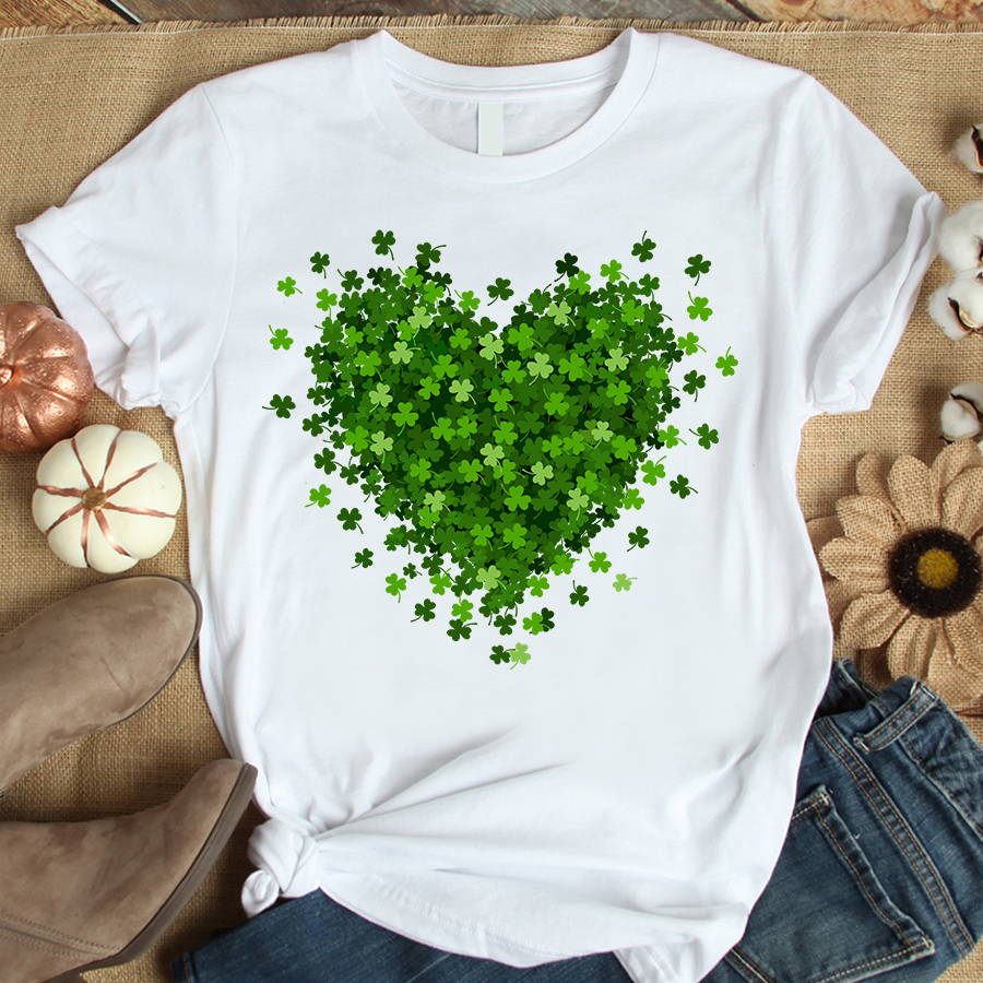 Saint Patrick&#39;s Day Heart Shirt, St Patrick Day Shirt, Shamrock Shirt, Heart Shamrock Shirt, Lucky Shirt, Irish Shirt, St. Paddy&#39;s Day Shirt