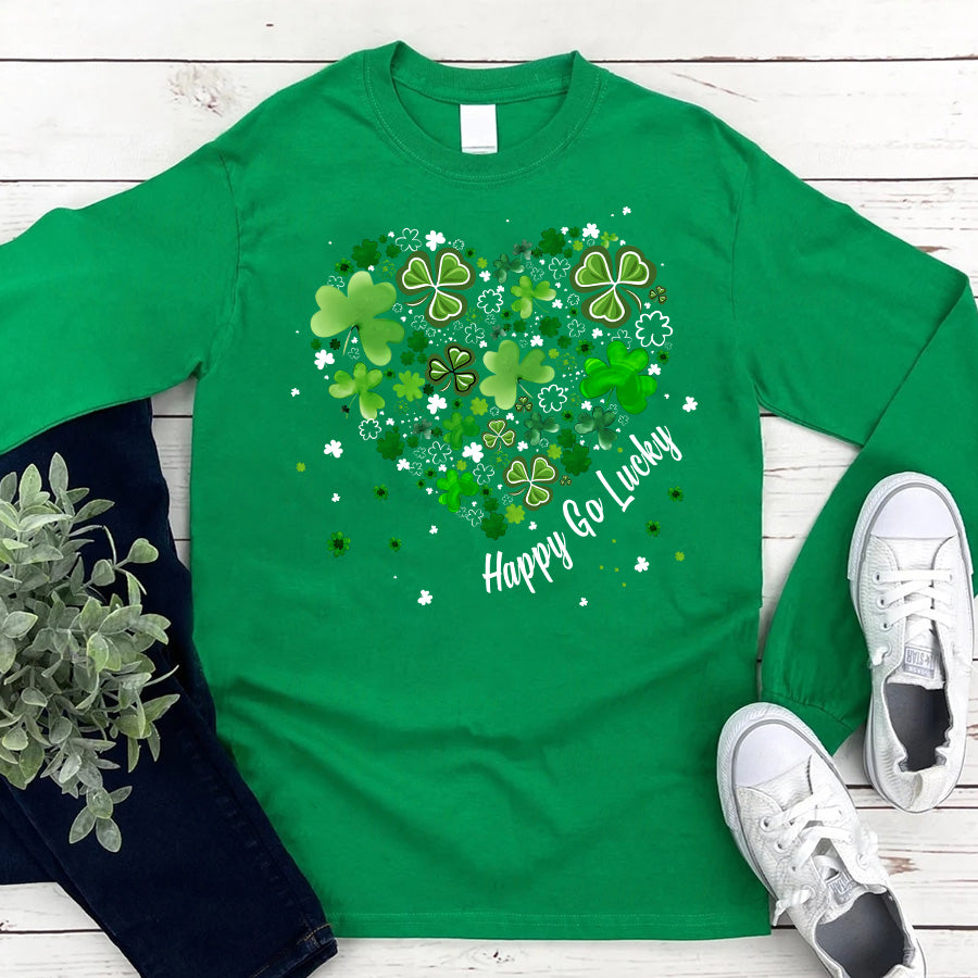 Saint Patrick&#39;s Day Heart Shirt, St Patrick Day Shirt, Shamrock Shirt, Heart Shamrock Shirt, Lucky Shirt, Irish Shirt, St. Paddy&#39;s Day Shirt