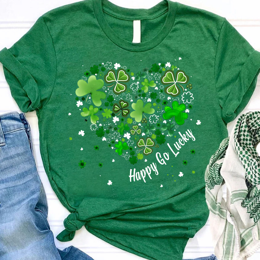Saint Patrick&#39;s Day Heart Shirt, St Patrick Day Shirt, Shamrock Shirt, Heart Shamrock Shirt, Lucky Shirt, Irish Shirt, St. Paddy&#39;s Day Shirt
