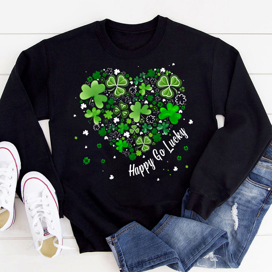 Saint Patrick&#39;s Day Heart Shirt, St Patrick Day Shirt, Shamrock Shirt, Heart Shamrock Shirt, Lucky Shirt, Irish Shirt, St. Paddy&#39;s Day Shirt