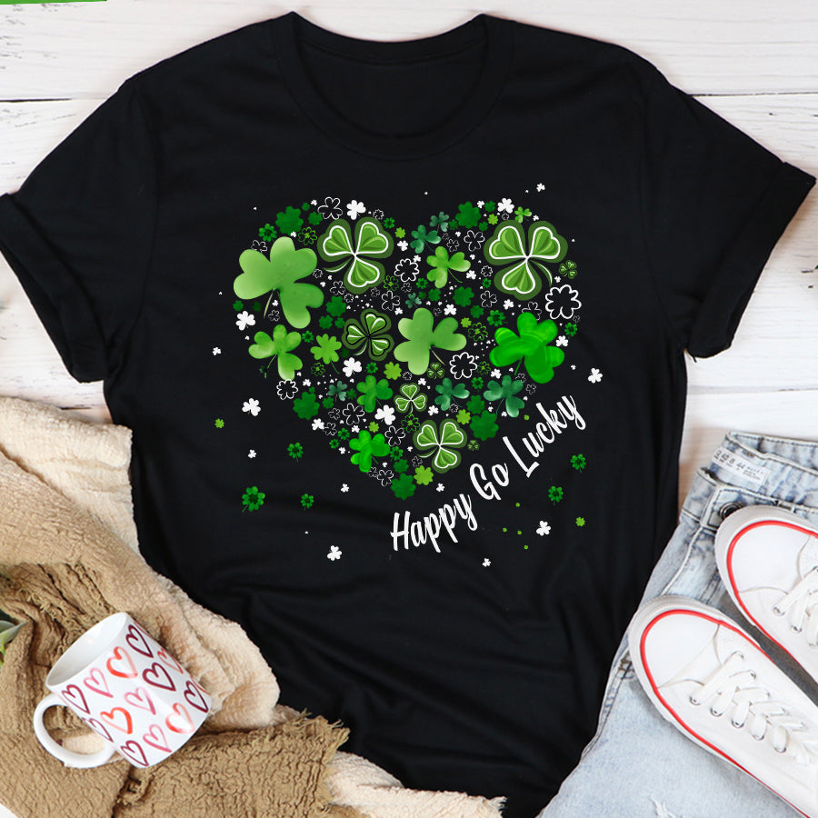 Saint Patrick&#39;s Day Heart Shirt, St Patrick Day Shirt, Shamrock Shirt, Heart Shamrock Shirt, Lucky Shirt, Irish Shirt, St. Paddy&#39;s Day Shirt