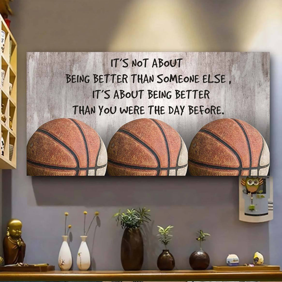 it&#39;s not about  being better than someone else better than you were the day before basketball poster, nba posters, Basketball Gifts, Gift for men, home decor