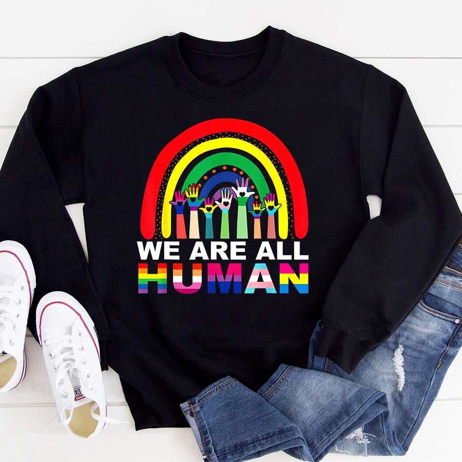 LGBT Shirts, Rainbow Pride Shirt, We Are All Human Pride Ally Rainbow LGBT Flag Gay Pride 1 T-Shirt