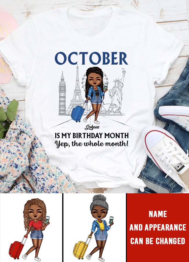 Custom October Birthday Shirt For Woman, Queens are Born In October Gifts, Melanin Afro Woman Shirt, Black Girl Tee, Afro Queen Gift