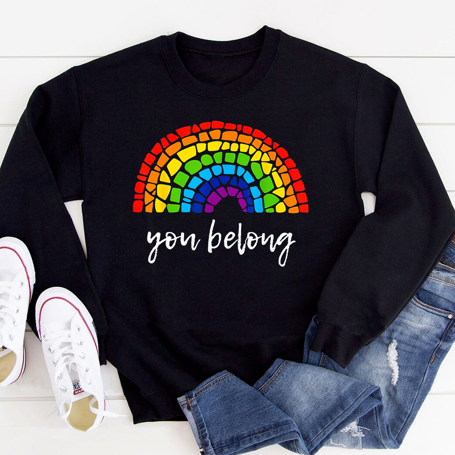 LGBT Shirts, Rainbow Pride Shirt, You Belong LGBTQ  Rainbow Gay Pride T-Shirt