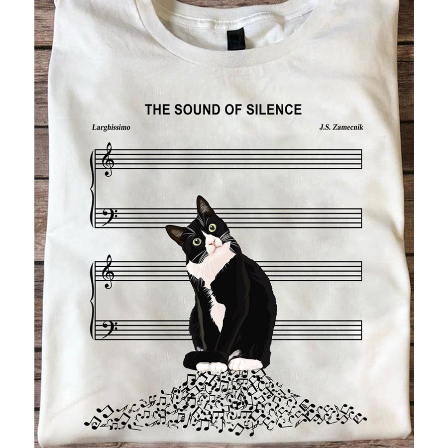 The sound of silence Cat t shirt, funny t shit, Cat music Lover, cool cat, Pet Gift, unisex cotton t shirt
