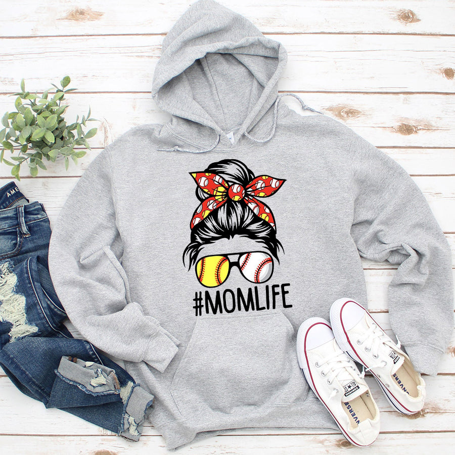 Baseball Mom Shirt Dy Mom Life Softball Baseball Mothers Day Messy Bun T-Shirt Mother Day Shirts