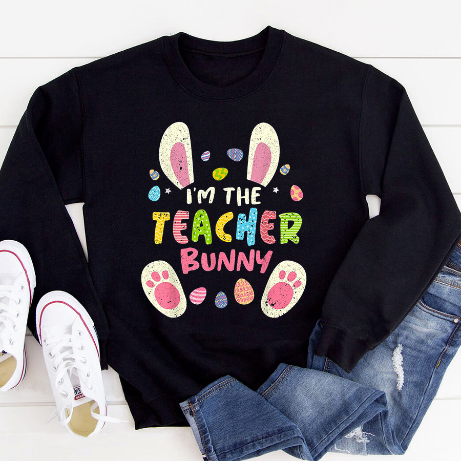 Easter Shirt Teacher Easter Matching Family Party Bunny Face Costume T-Shirt Funny Easter Gift