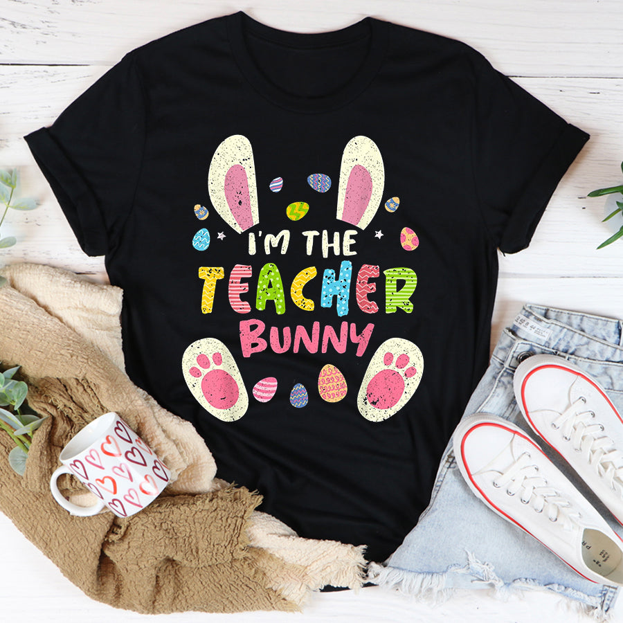 Easter Shirt Teacher Easter Matching Family Party Bunny Face Costume T-Shirt Funny Easter Gift