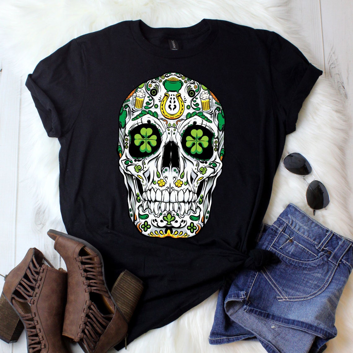 Skull Shirt, St. Patrick&#39;s Day Shirt, Shamrock Shirt, St. Patty&#39;s Shirt, Irish Shirt, Shenanigans, Drinking Shirt,