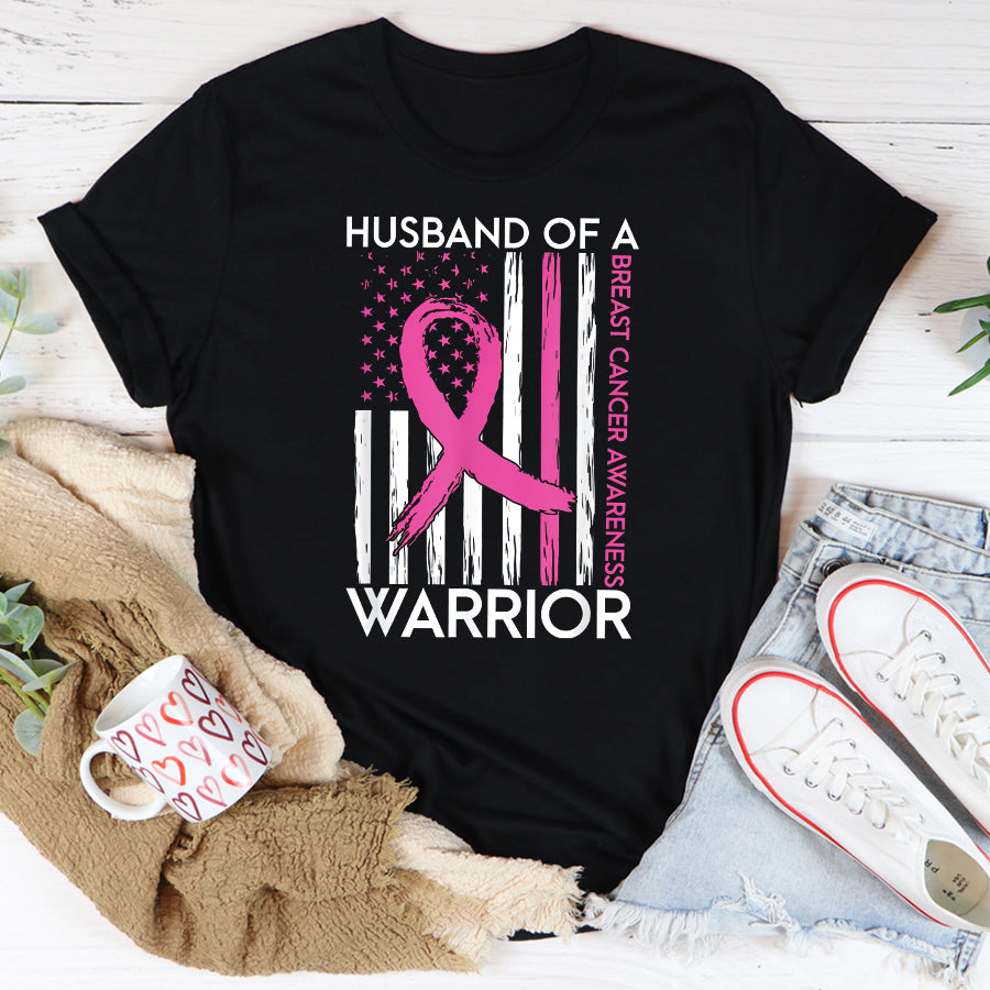 Breast Cancer Awareness Shirts Husband Of A Warrior Breast Cancer Awareness Support Squad T-Shirt