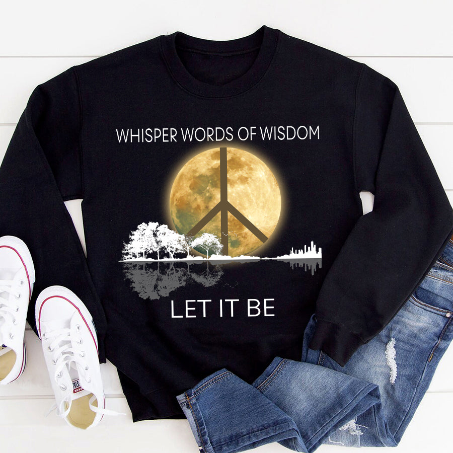 Let It Be Shirt, Hippie Soul Shirt, Vintage Hippie Shirts, Whisper Words Of Wisdom Shirt, Guitar Lover Unisex Cotton Tshirt