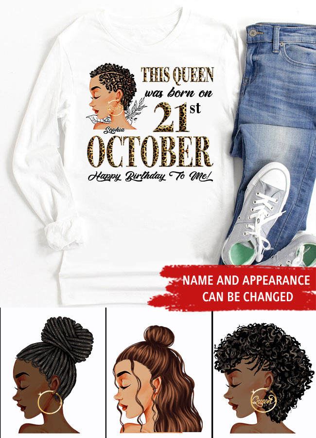 Custom October Birthday Shirt For Woman, Queens are Born In October Gifts, Melanin Afro Woman Shirt, Black Girl Tee, Afro Queen Gift