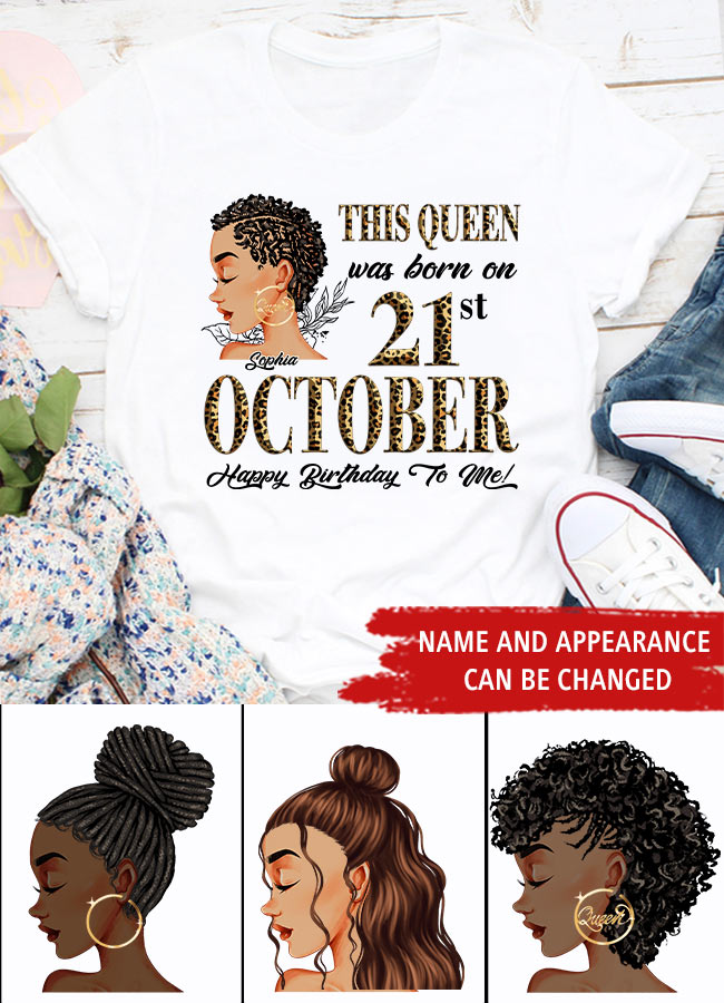 Custom October Birthday Shirt For Woman, Queens are Born In October Gifts, Melanin Afro Woman Shirt, Black Girl Tee, Afro Queen Gift