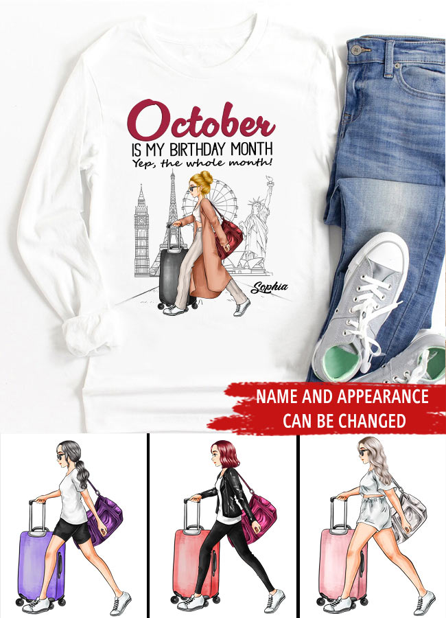 October Birthday Shirt, Custom Birthday Shirt, Queens are Born In October, October Birthday Shirts For Woman, October Birthday Gifts, Travel Lover