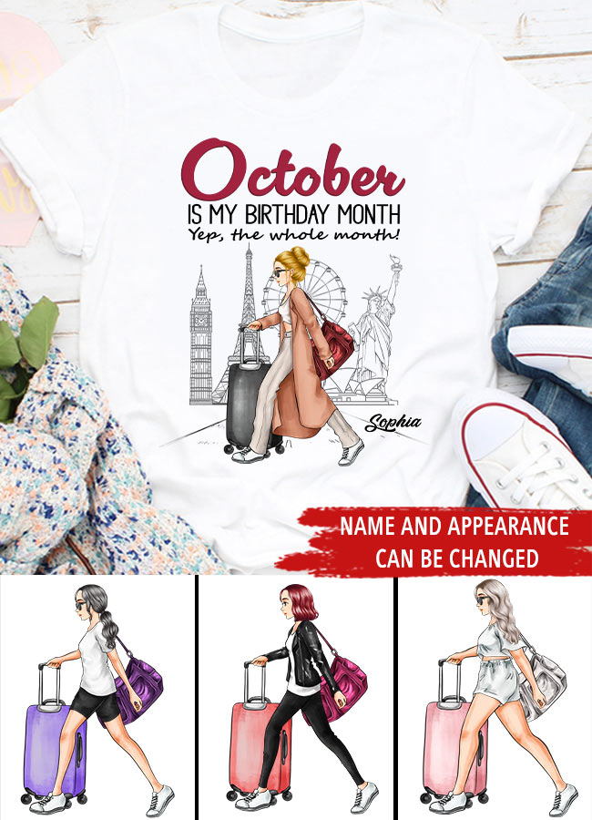 October Birthday Shirt, Custom Birthday Shirt, Queens are Born In October, October Birthday Shirts For Woman, October Birthday Gifts, Travel Lover