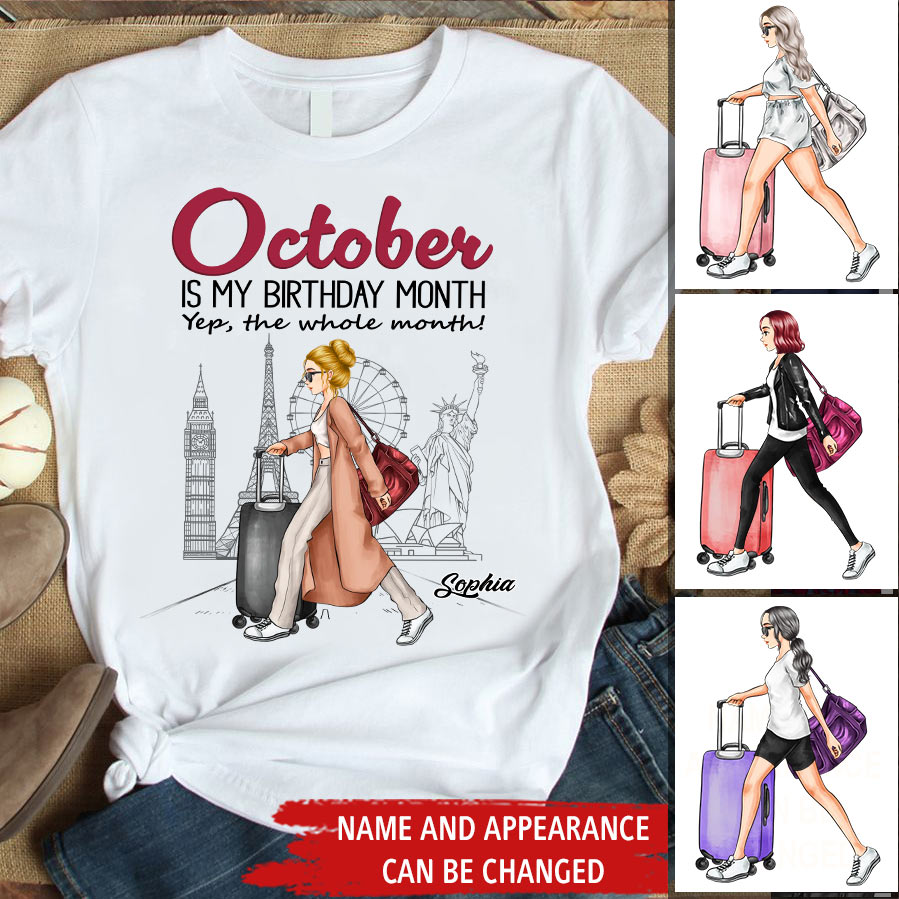 October Birthday Shirt, Custom Birthday Shirt, Queens are Born In October, October Birthday Shirts For Woman, October Birthday Gifts, Travel Lover