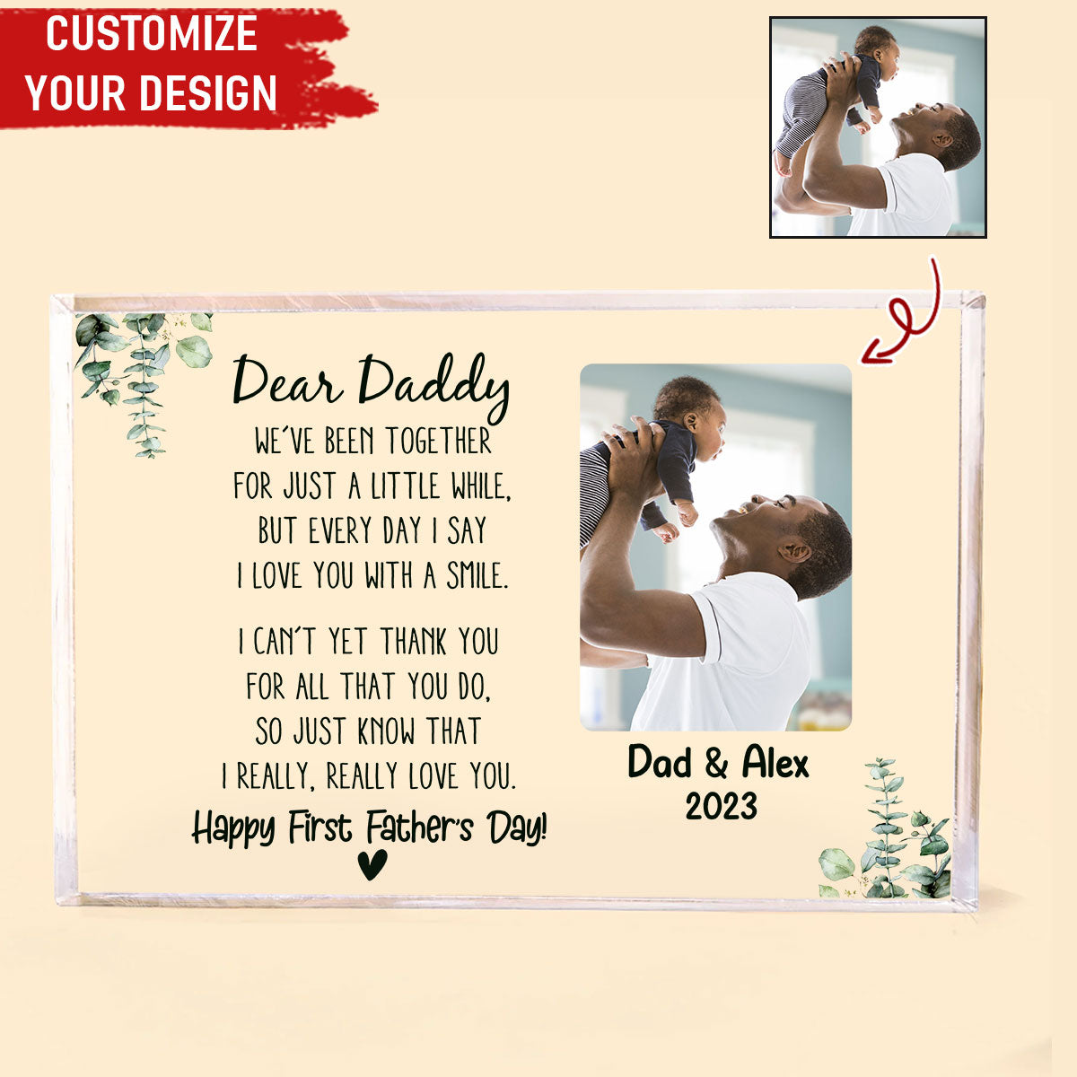First Fathers Day Gift, Custom Shape Acrylic Plaque, Best Gifts For New Dads, First Fathers Day Gift Ideas
