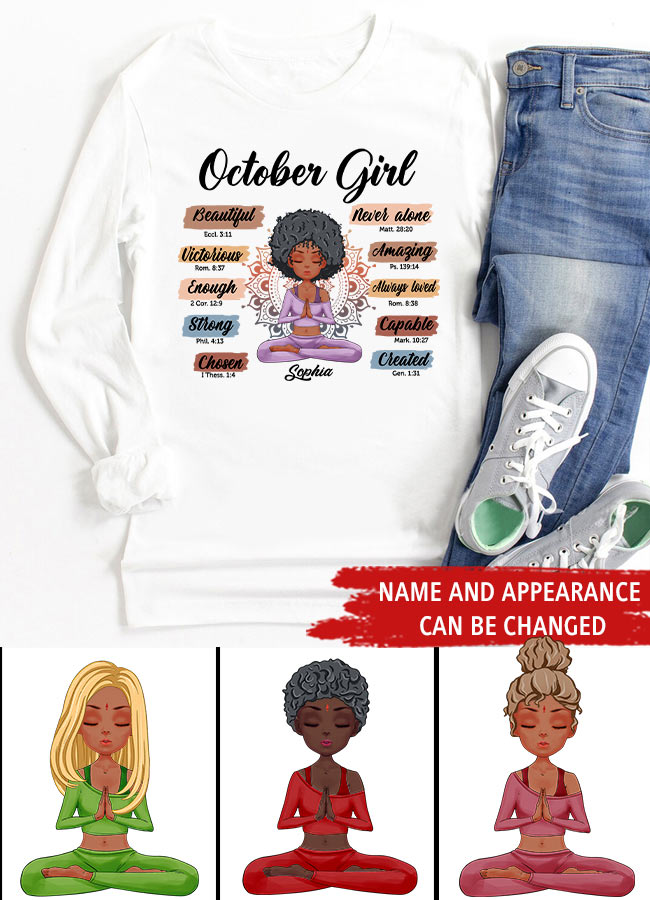 October Birthday Shirt, Custom Birthday Shirt, Queens are Born In October, October Birthday Shirts For Woman, October Birthday Gifts, Birthday Gifts For Yoga Lovers