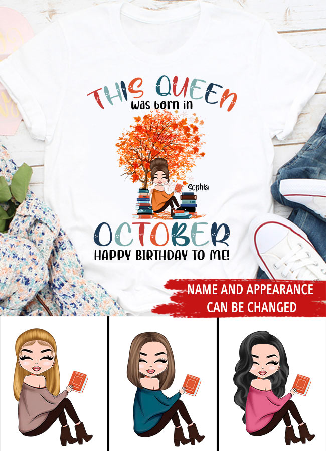 October Birthday Shirt, Custom Birthday Shirt, Queens are Born In October, October Birthday Shirts For Woman, October Birthday Gifts, Book Lover