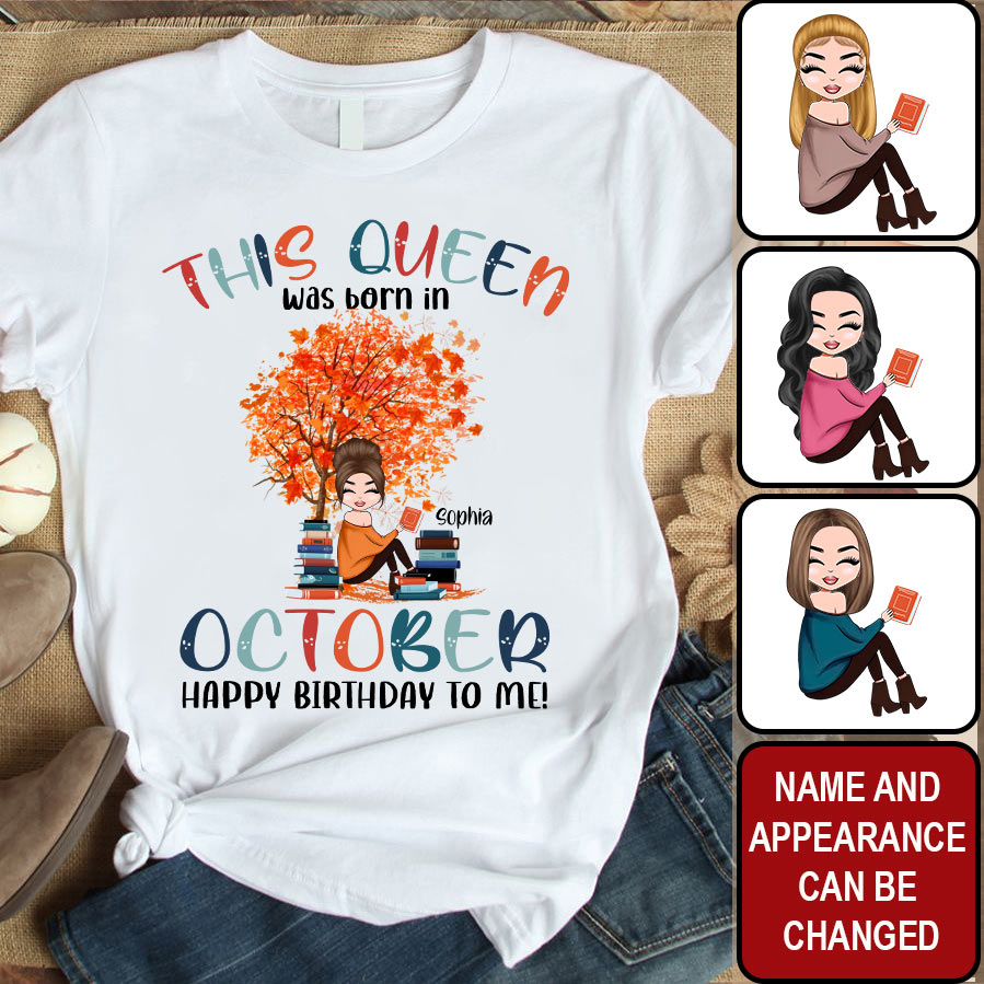 October Birthday Shirt, Custom Birthday Shirt, Queens are Born In October, October Birthday Shirts For Woman, October Birthday Gifts, Book Lover