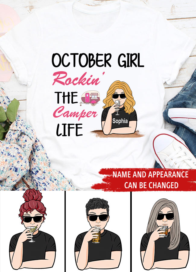 October Birthday Shirt, Custom Birthday Shirt, Queens are Born In October, October Birthday Shirts For Woman, October Birthday Gifts , Camping Lover