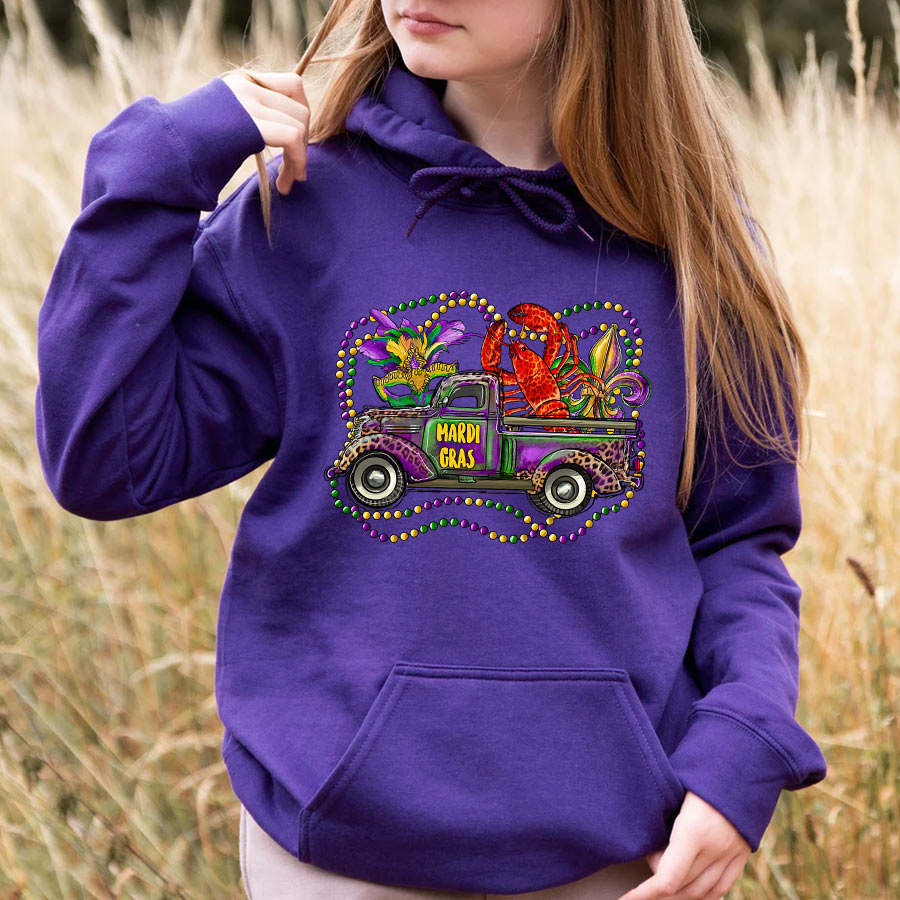 Mardi Gras Truck With Mask Fleur De Lis And Crawfish Shirts, Mardi Gras Shirt, Mardi Gras Truck Gifts