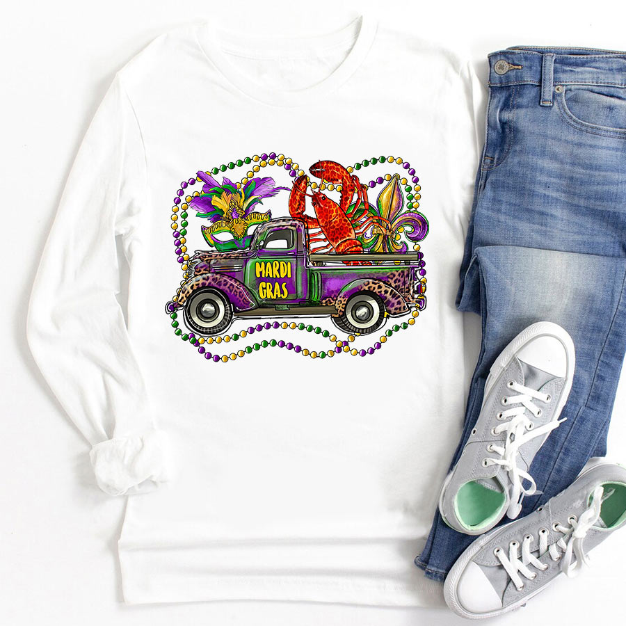 Mardi Gras Truck With Mask Fleur De Lis And Crawfish Shirts, Mardi Gras Shirt, Mardi Gras Truck Gifts
