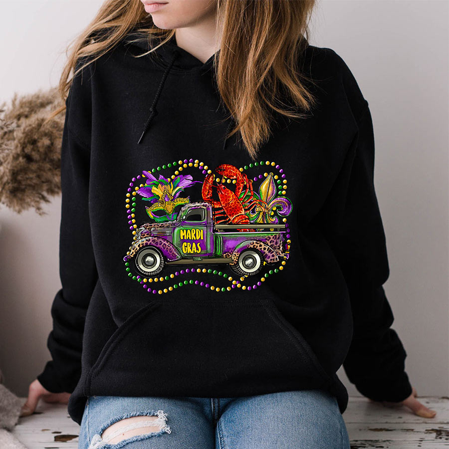 Mardi Gras Truck With Mask Fleur De Lis And Crawfish Shirts, Mardi Gras Shirt, Mardi Gras Truck Gifts