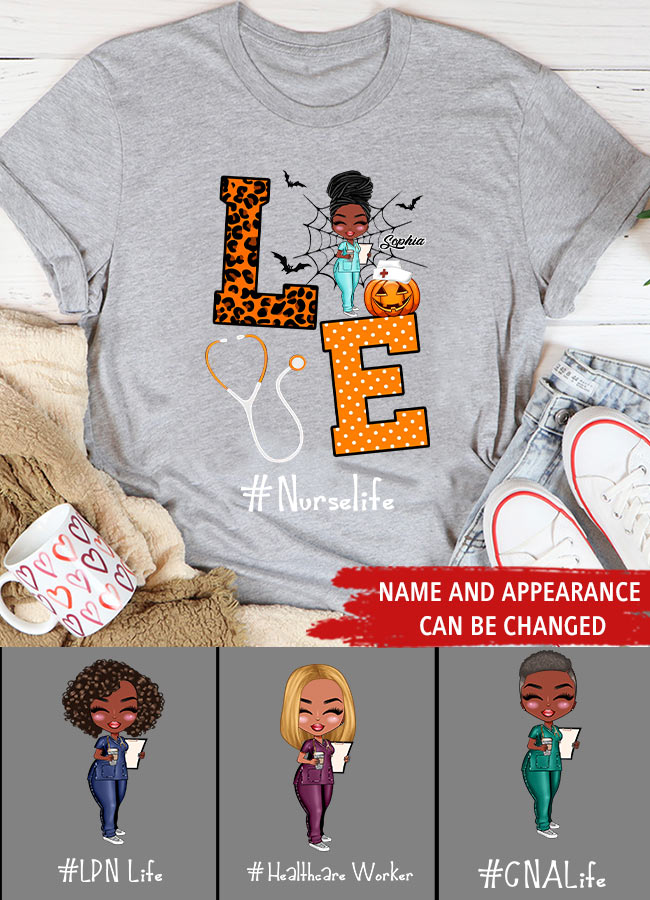 Nurse Life Nutrition Facts - Personalized T Shirt - Gift For Doctor &amp; Nurse - Glitter Leopard Design