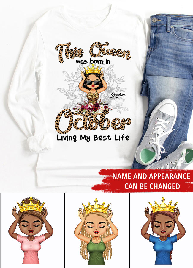 October Birthday Shirt, Custom Birthday Shirt, Queens are Born In October, October Birthday Shirts For Woman, October Birthday Gifts