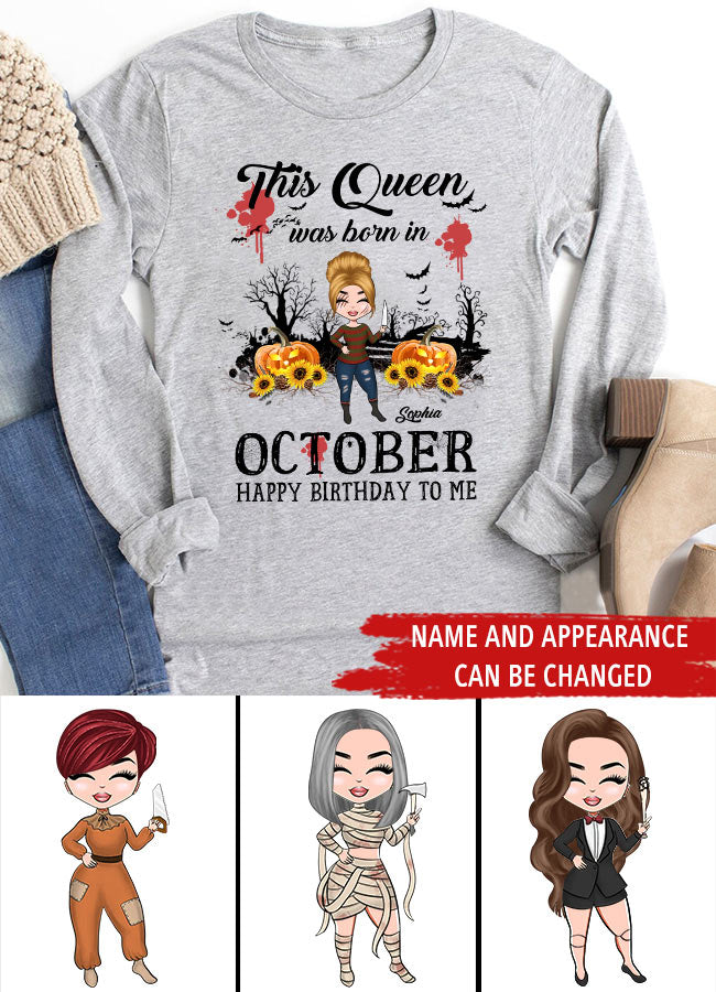 October Birthday Shirt, Custom Birthday Shirt, Queens are Born In October, October Birthday Shirts For Woman, October Birthday Gifts, Personalized Halloween, custom halloween shirts, personalized halloween gifts