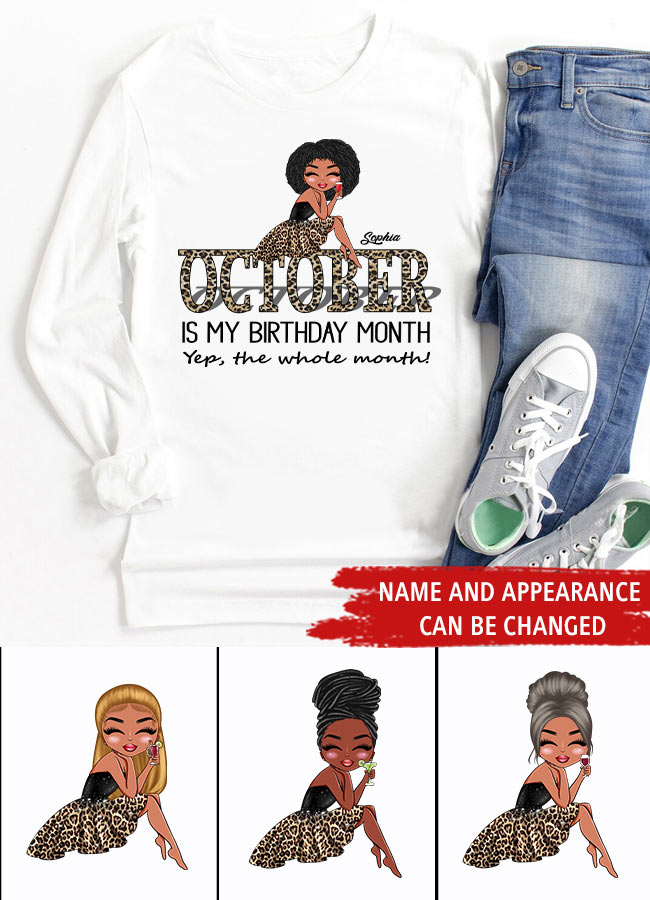 Custom October Birthday Shirt For Woman, Queens are Born In October Gifts, Melanin Afro Woman Shirt, Black Girl Tee, Afro Queen Gift