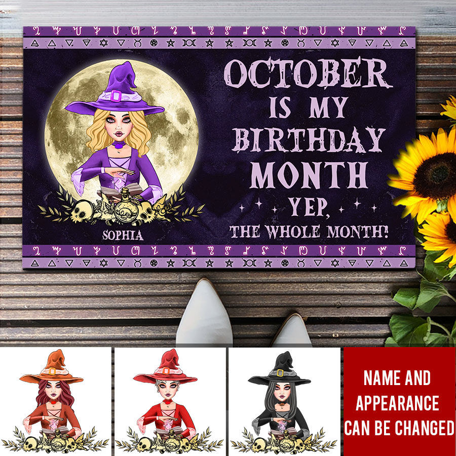 Personalized Doormat, October Girl, Queens are Born In October, October Birthday, Decor Home, Halloween Gift