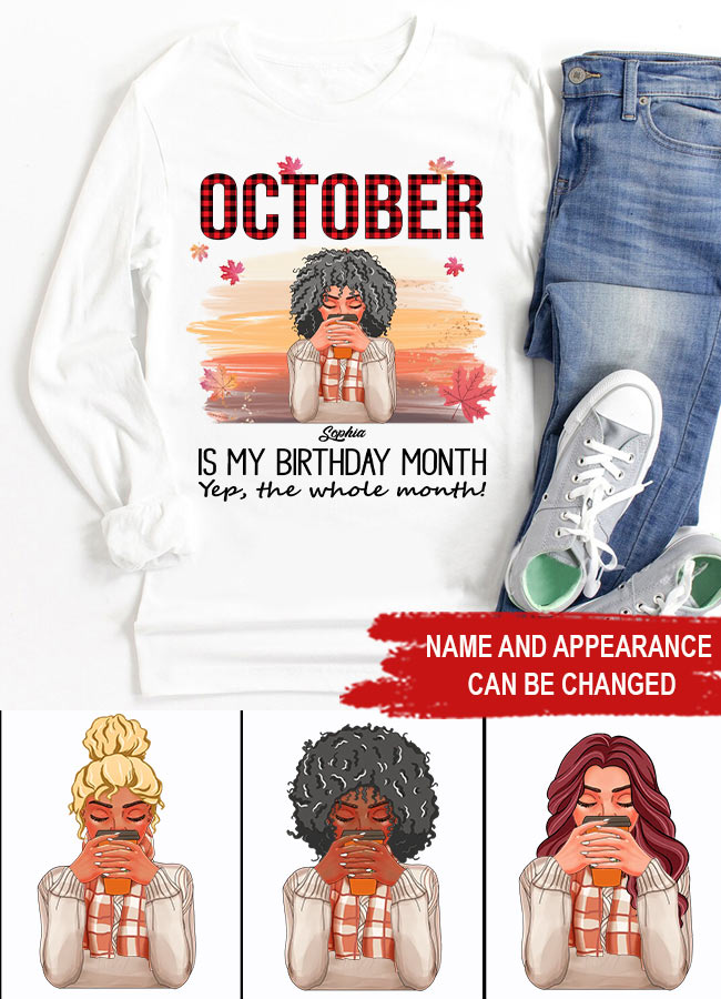 Custom October Birthday Shirt For Woman, Queens are Born In October Gifts, Melanin Afro Woman Shirt, Black Girl Tee, Afro Queen Gift