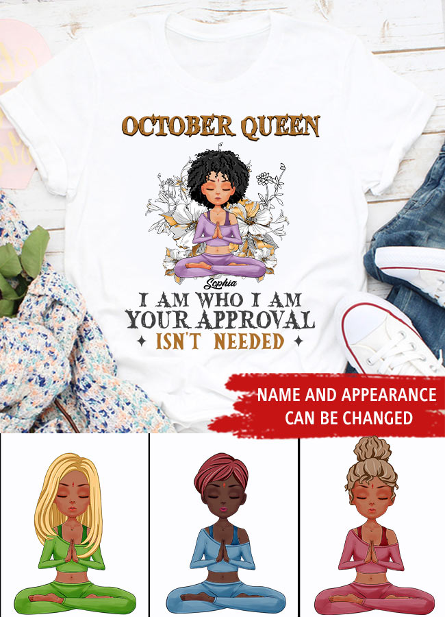 October Birthday Shirt, Custom Birthday Shirt, Queens are Born In October, October Birthday Shirts For Woman, October Birthday Gifts, Birthday Gifts For Yoga Lovers